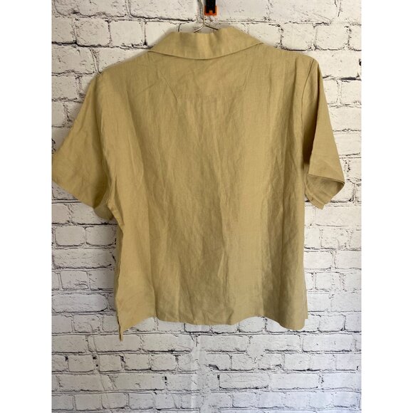NWT Quince Short Sleeved Light Khaki 100% Linen Relaxed Fit Shirt M - Picture 4 of 5